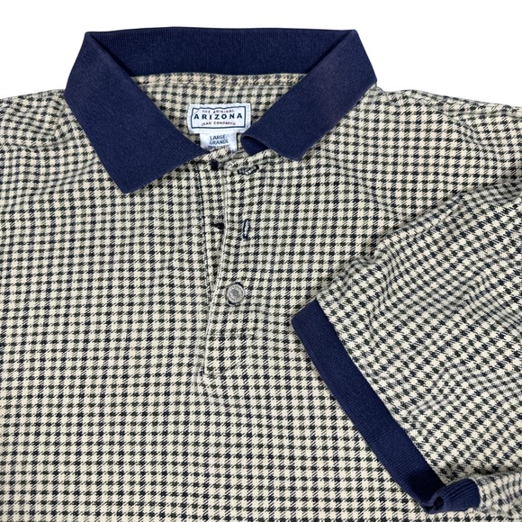 Arizona Jean Co. Other - Vintage Arizona Jean Company Houndstooth Polo Shirt Mens Large Short Sleeve Navy